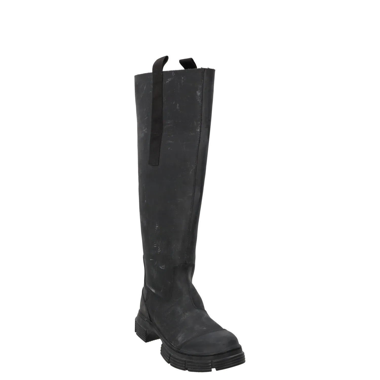 GANNI Womens Round Toe Knee High Boots Leather Rubber Toecap Black UK 5 RRP 445 — View 2
