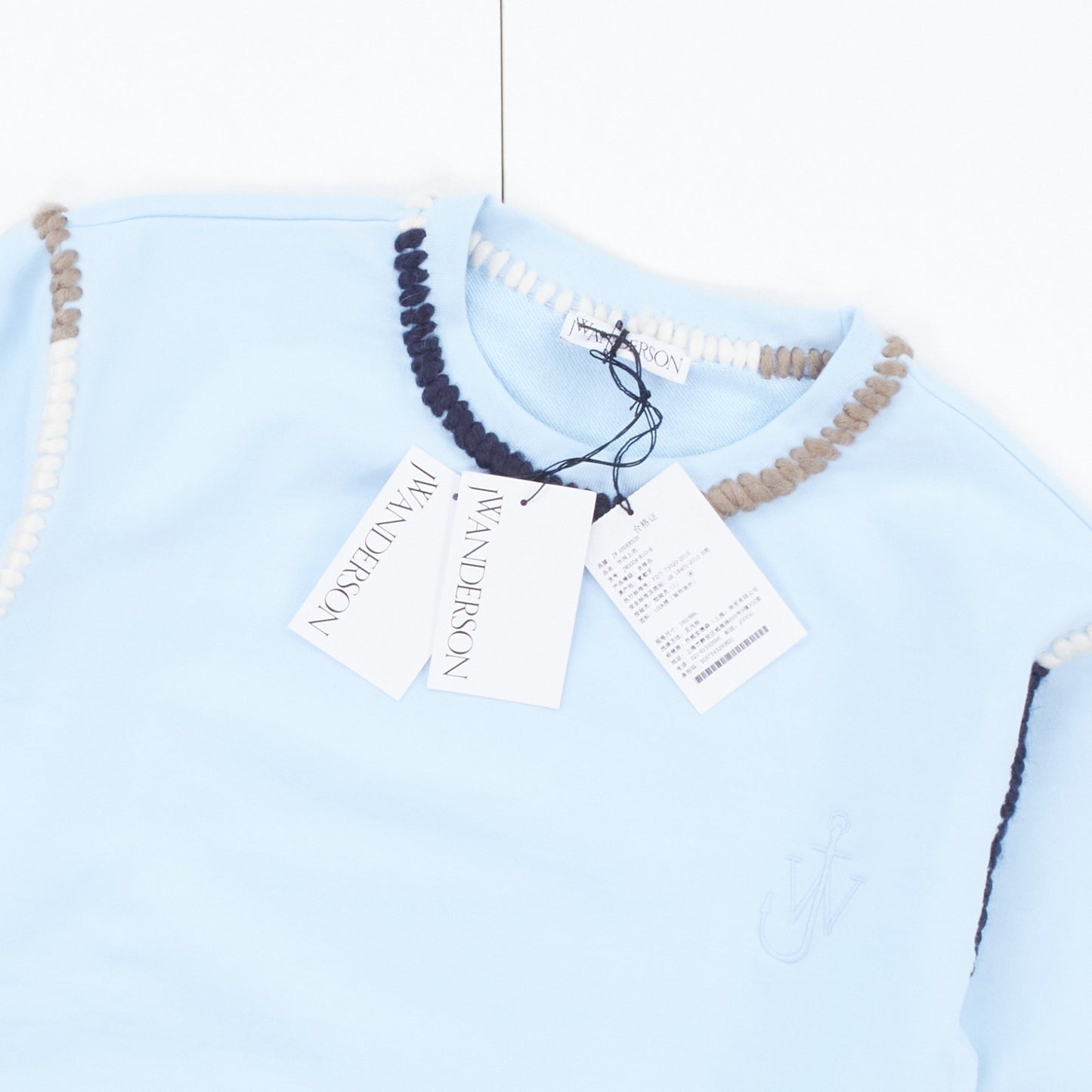 JW ANDERSON Asymmetric Contrast Stitch Crew Sweat Cotton Womens Blue M RRP245 — View 5