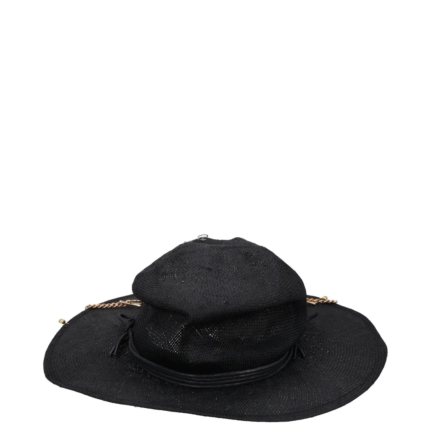 RUSLAN BAGINSKIY Womens Chain Strap Fedora Hat Black Chain Strap Size L RRP 363 — View 5
