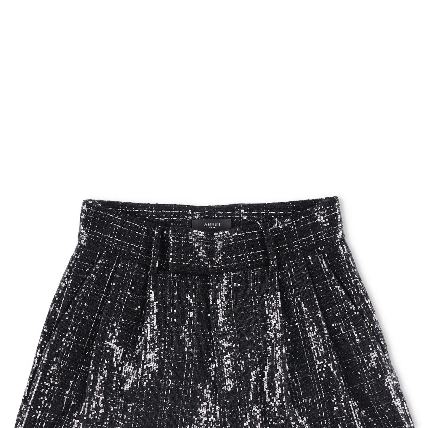 AMIRI Mens Sequin Boucle Skater Shorts Black Tweed Shiny Size 50 RRP 890 — View 2