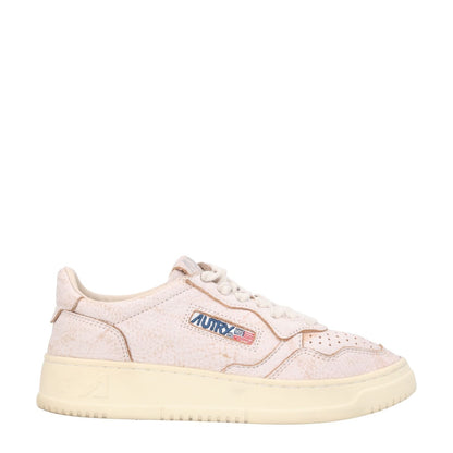AUTRY Womens Medalist  Bicolour Pink Beige Leather Low Top Sneaker EU 35 RRP 215