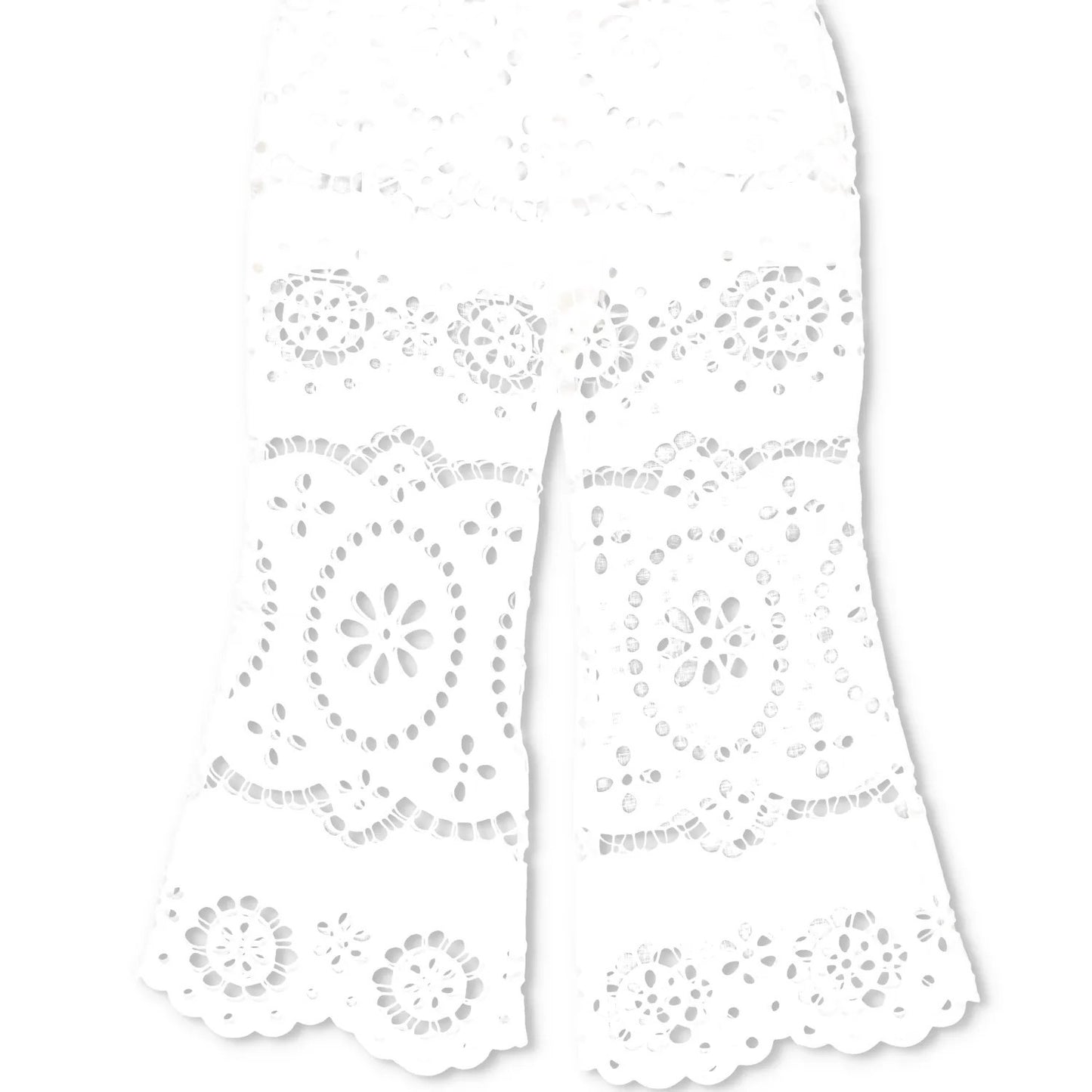 ZIMMERMANN Women Lexi Embroidered Wide Leg Trousers Ivory White Cotton 2 RRP 650 — View 3