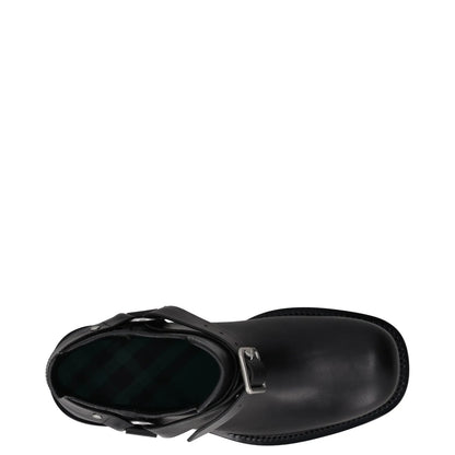 BURBERRY Mens Saddle Mini Ankle Boot Black Leather Buckle Round Toe UK8 RRP 1390 — View 7