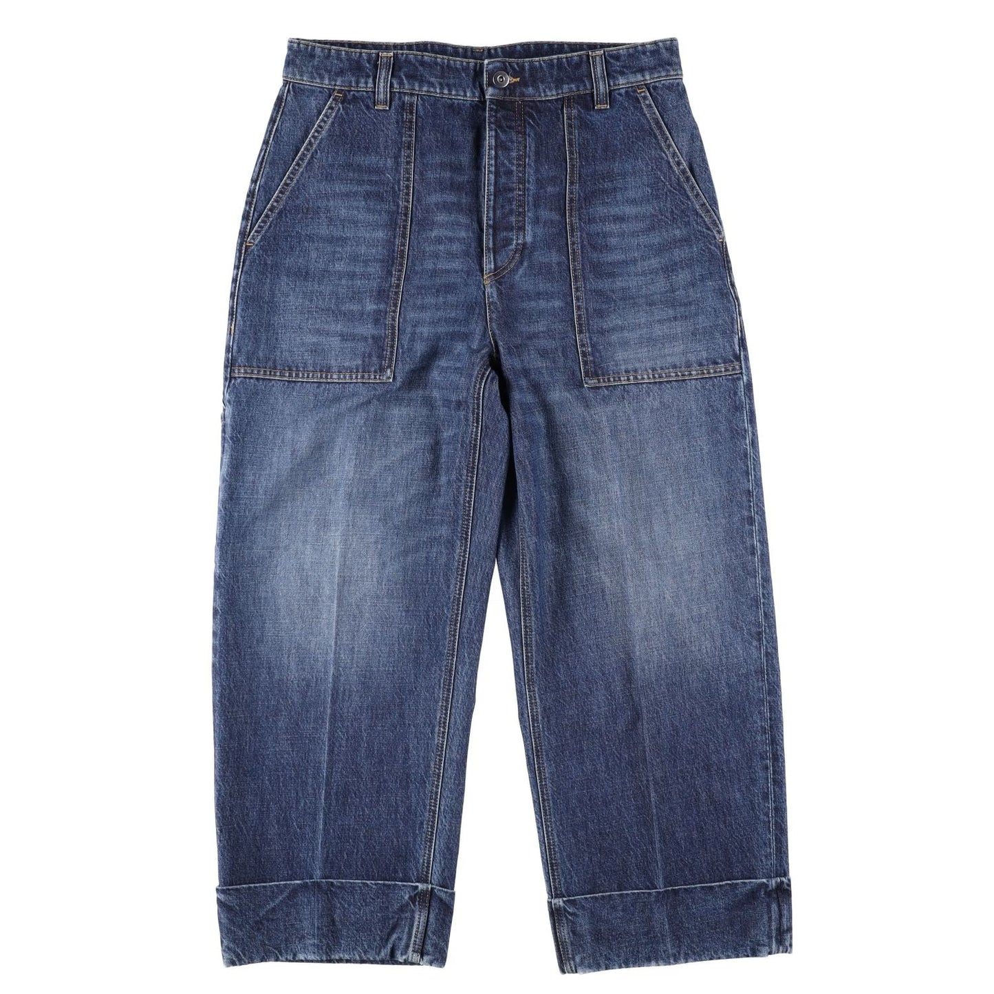 BOTTEGA VENETA Womens Jeans Straight High Waist Ankle Length Denim 40 RRP 860