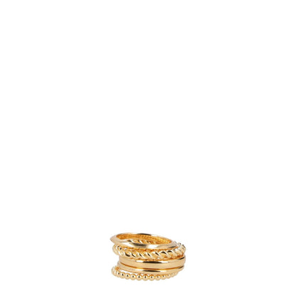 BOTTEGA VENETA Womens Ring Gold Sterling Silver Multi Layered One Size RRP 700
