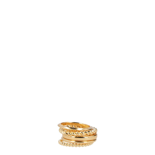 BOTTEGA VENETA Womens Ring Gold Sterling Silver Multi Layered One Size RRP 700