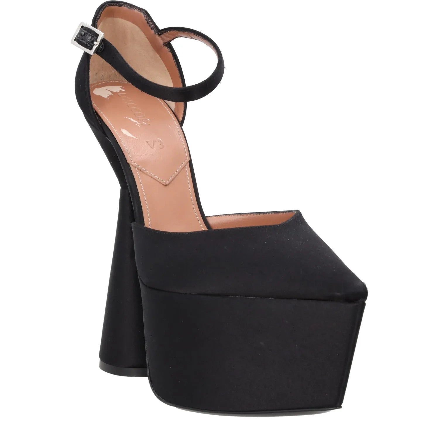 DACCORI Womens Black Satin Strappy Sandal Platform Pump 150 EU Size 38 RRP 950 — View 2