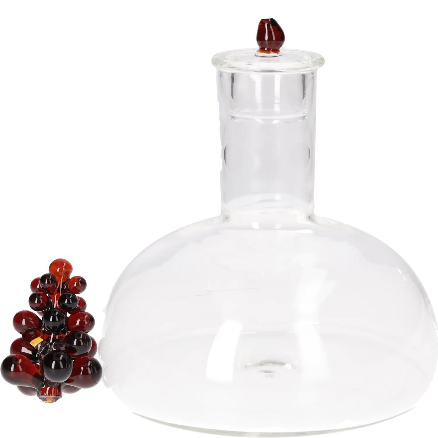 MAISON BALZAC Bordeaux Wine Decanter with Lid Glass Clear Grape Detail OS RRP150 — View 3