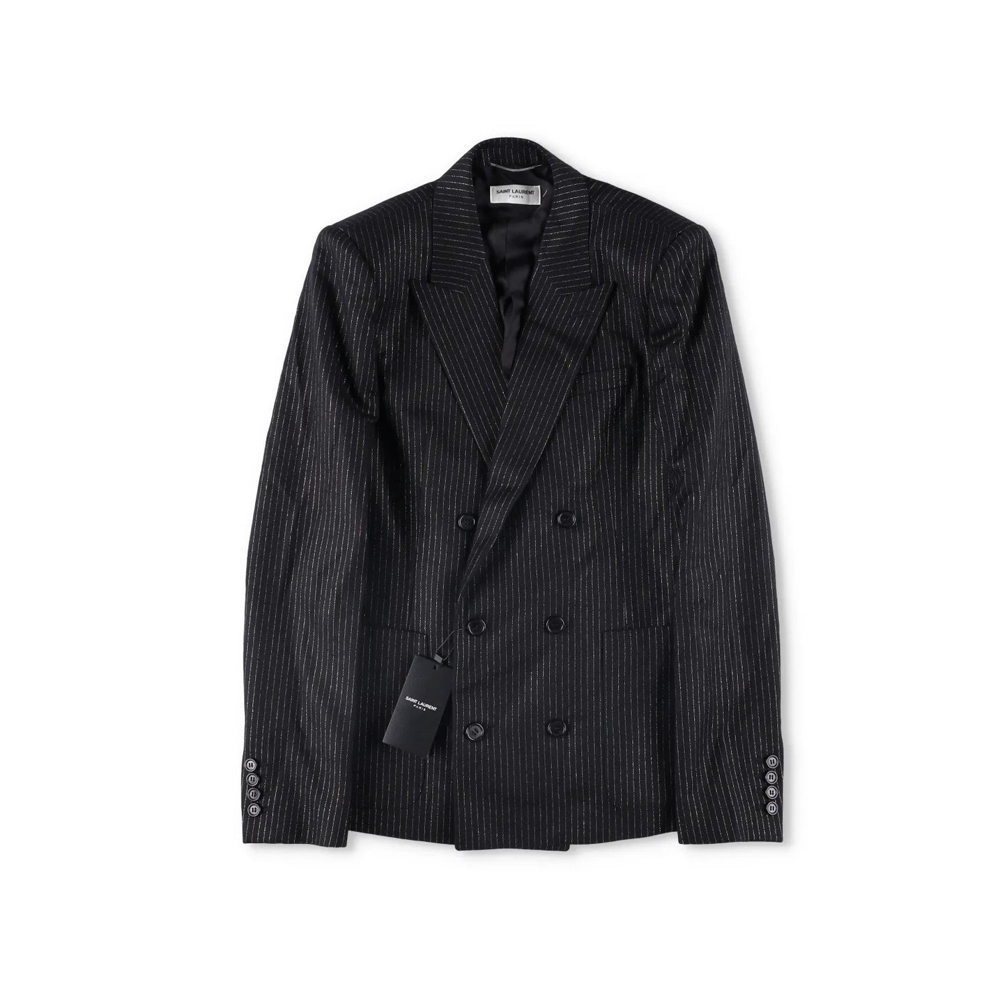 SAINT LAURENT Mens Button Accents Blazer Cotton Blend Black Size 48 RRP 2045 — View 7