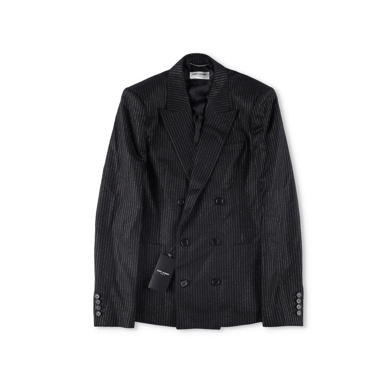 SAINT LAURENT Mens Button Accents Blazer Cotton Blend Black Size 48 RRP 2045 — View 7