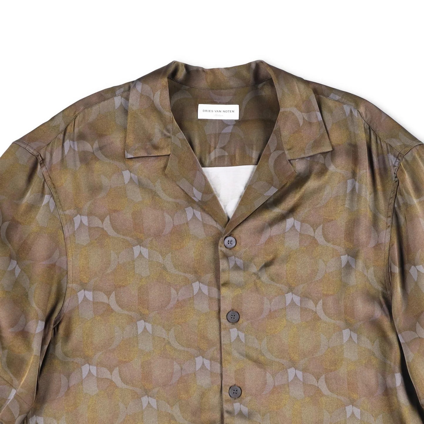 DRIES VAN NOTEN Mens Cassi Embroider Shirt Button-Up Green Short Sleeve M RRP753 — View 2