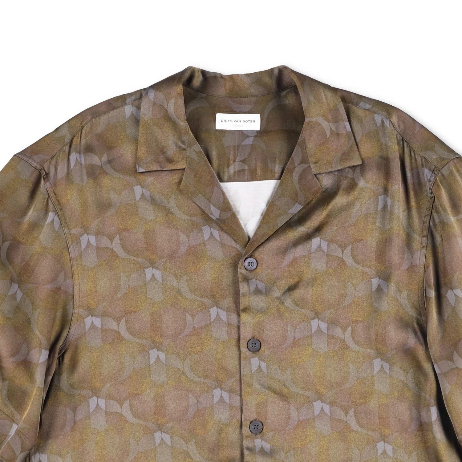 DRIES VAN NOTEN Mens Cassi Embroider Shirt Button-Up Green Short Sleeve M RRP753 — View 2
