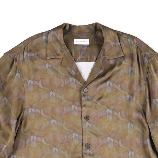 DRIES VAN NOTEN Mens Cassi Embroider Shirt Button-Up Green Short Sleeve M RRP753 — View 2