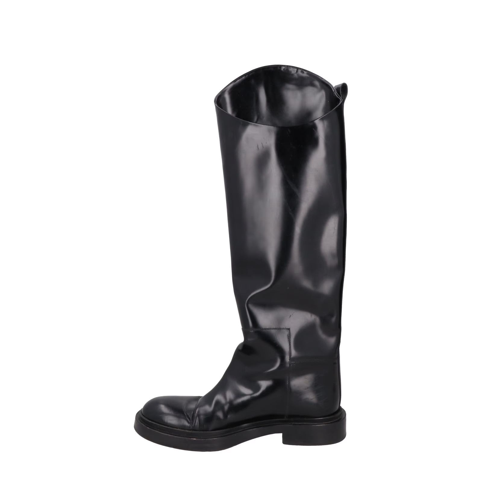 JIL SANDER Womens Knee High Boot Black Short Block Heel Pull On UK 5 RRP 1441.8 — View 4