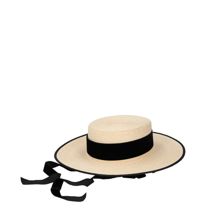 ELIURPI Womens Sun Hat Beige Straw Black Bow Accent And Trim Size M RRP 300 — View 5