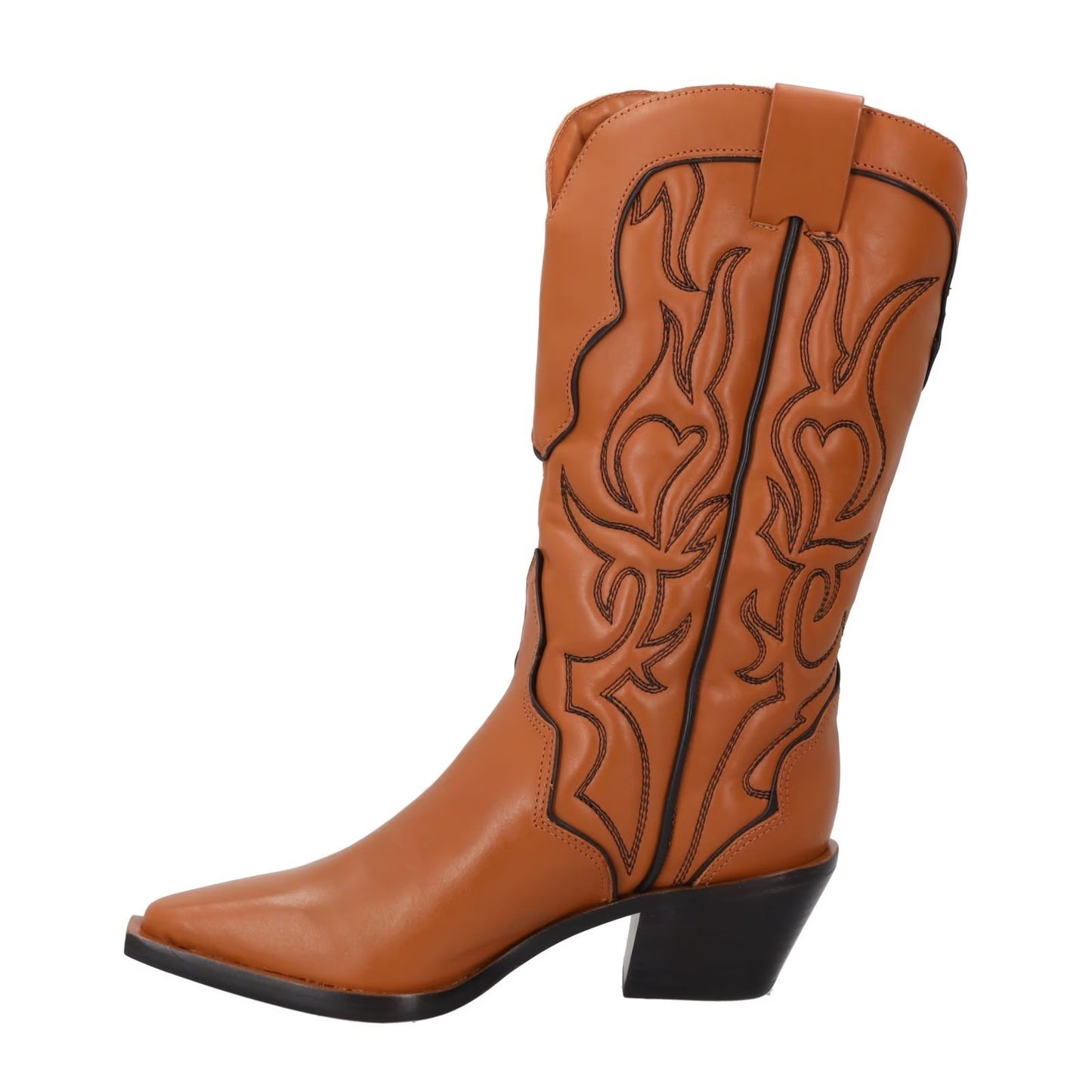 REFORMATION Womens Leather Cowboy Boots Brown Mid Calf Embroidered UK 3.5 RRP460 — View 4