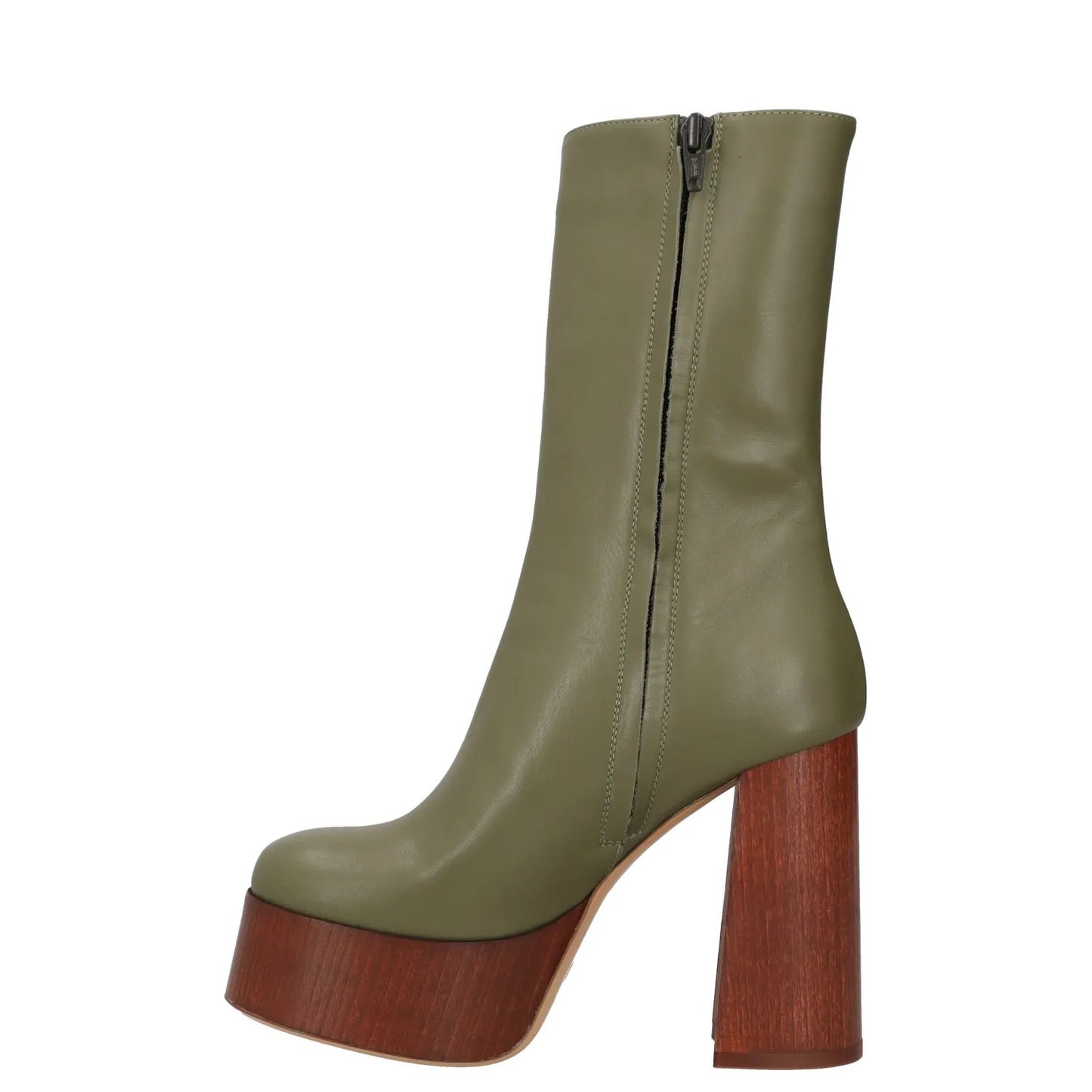 GIABORGHINI Womens High Heeled Boots Green Leather Mid Calf Platform UK 2 RRP375 — View 4