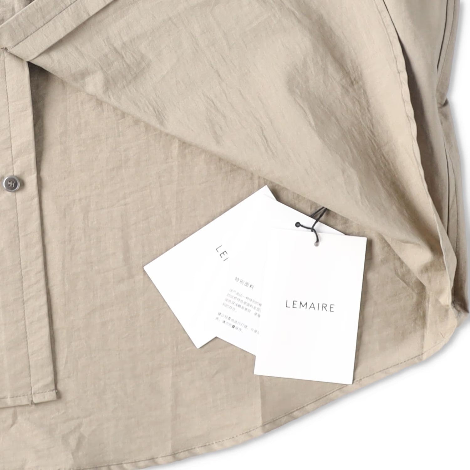 LEMAIRE Mens Double Pocket Short Sleeve Shirt Button-Up Collared Beige 50 RRP570 — View 8