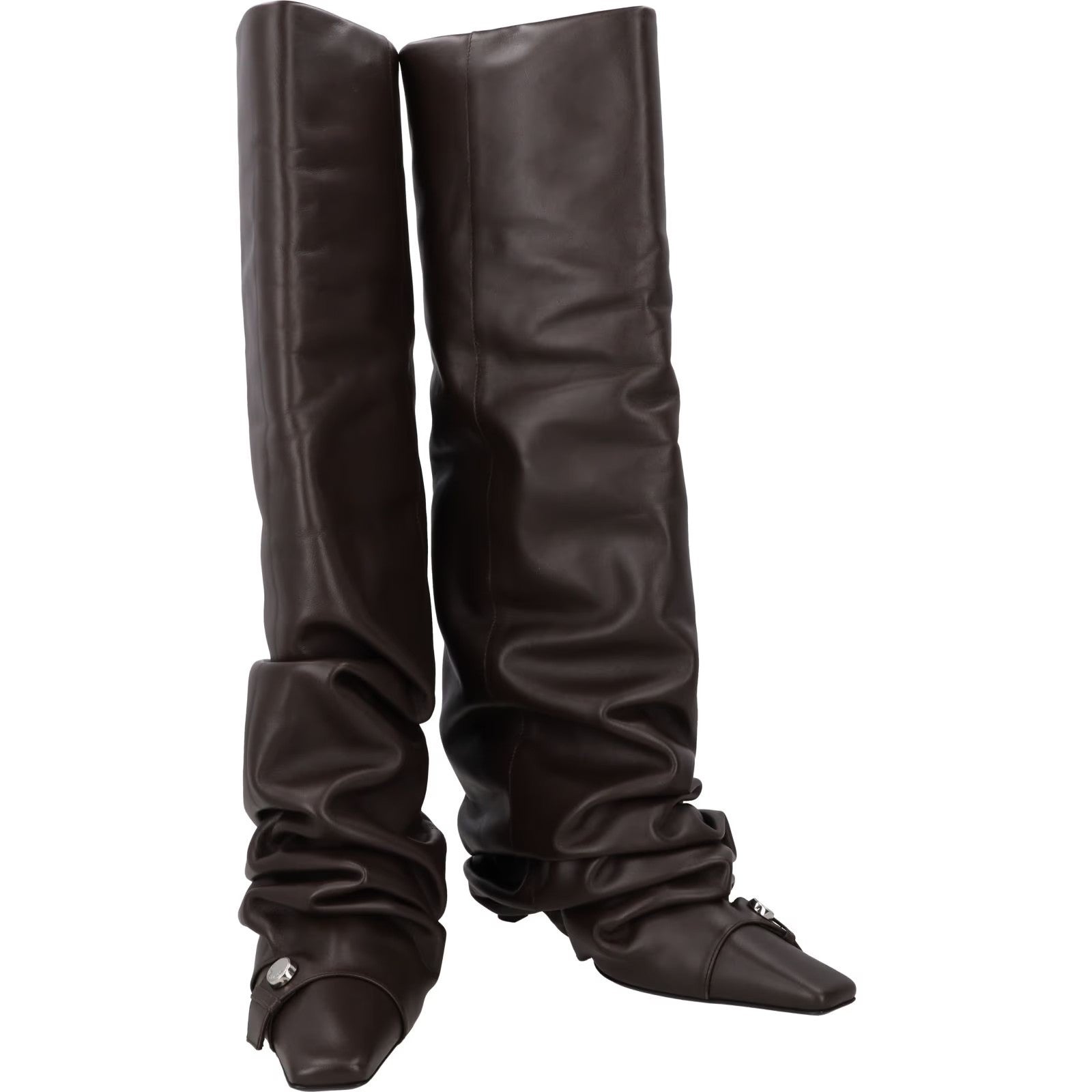 ATTICO Womens Juno Knee High Boots Leather Point Toe Stiletto Brown UK 7 RRP1466 — View 8
