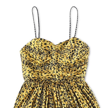 SAINT LAURENT Womens Tank Dress Yellow Animal Print Sleeveless Size 38 RRP 900 — View 4