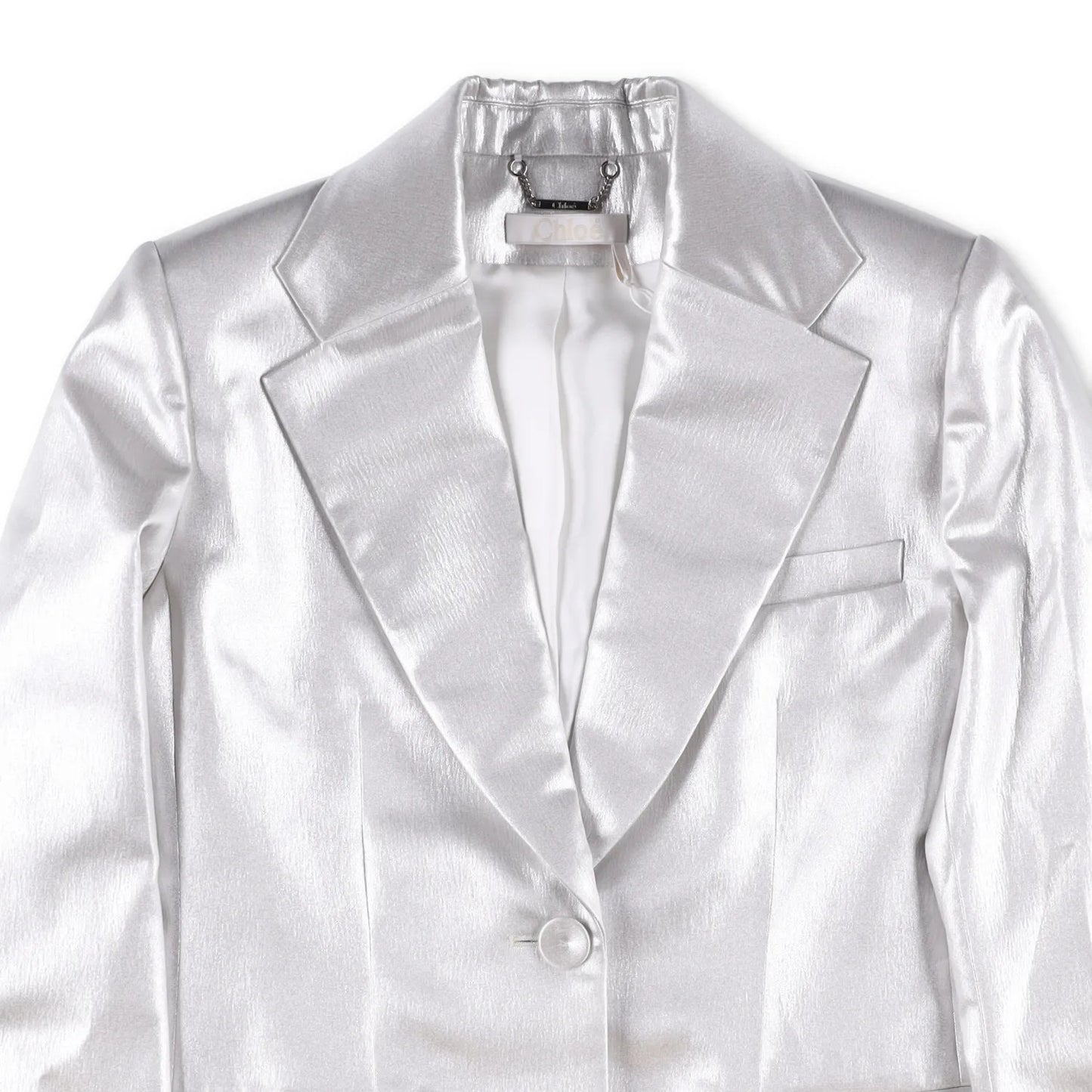 CHLOE Womens Jacket Silver Cloud Blaze Metallic Mid Length Size 40 RRP 2490 — View 2