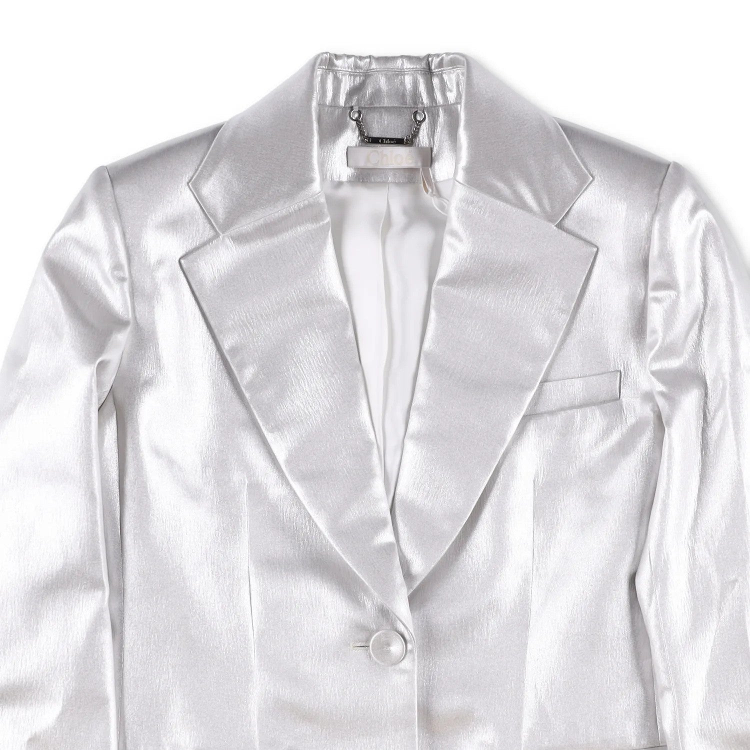 CHLOE Womens Jacket Silver Cloud Blaze Metallic Mid Length Size 40 RRP 2490 — View 2