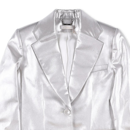 CHLOE Womens Jacket Silver Cloud Blaze Metallic Mid Length Size 40 RRP 2490 — View 2