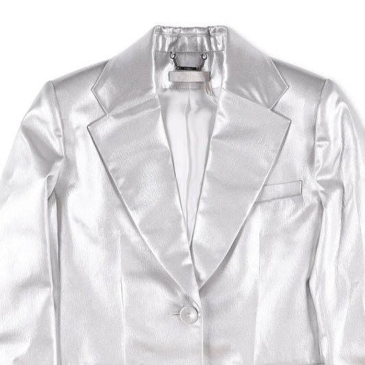 CHLOE Womens Jacket Silver Cloud Blaze Metallic Mid Length Size 40 RRP 2490 — View 2