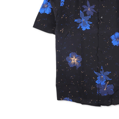 SAINT LAURENT Mens Shirt Silk Print Button-Up Black Short Sleeve Size 41 RRP 950 — View 3