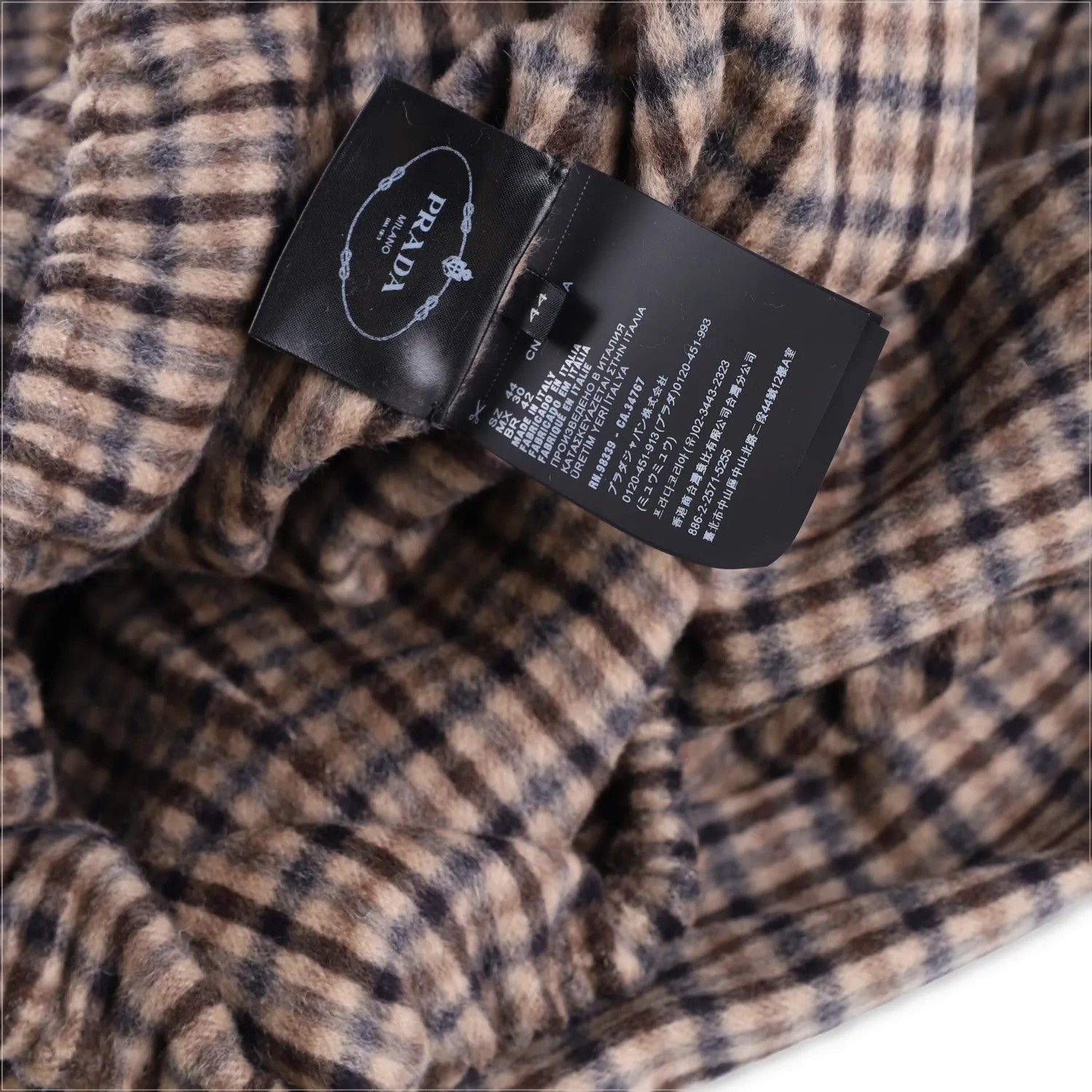 PRADA Womens Blouse V-Neck Long Sleece Check Pattern Brown Size 44 RRP 2830 — View 8