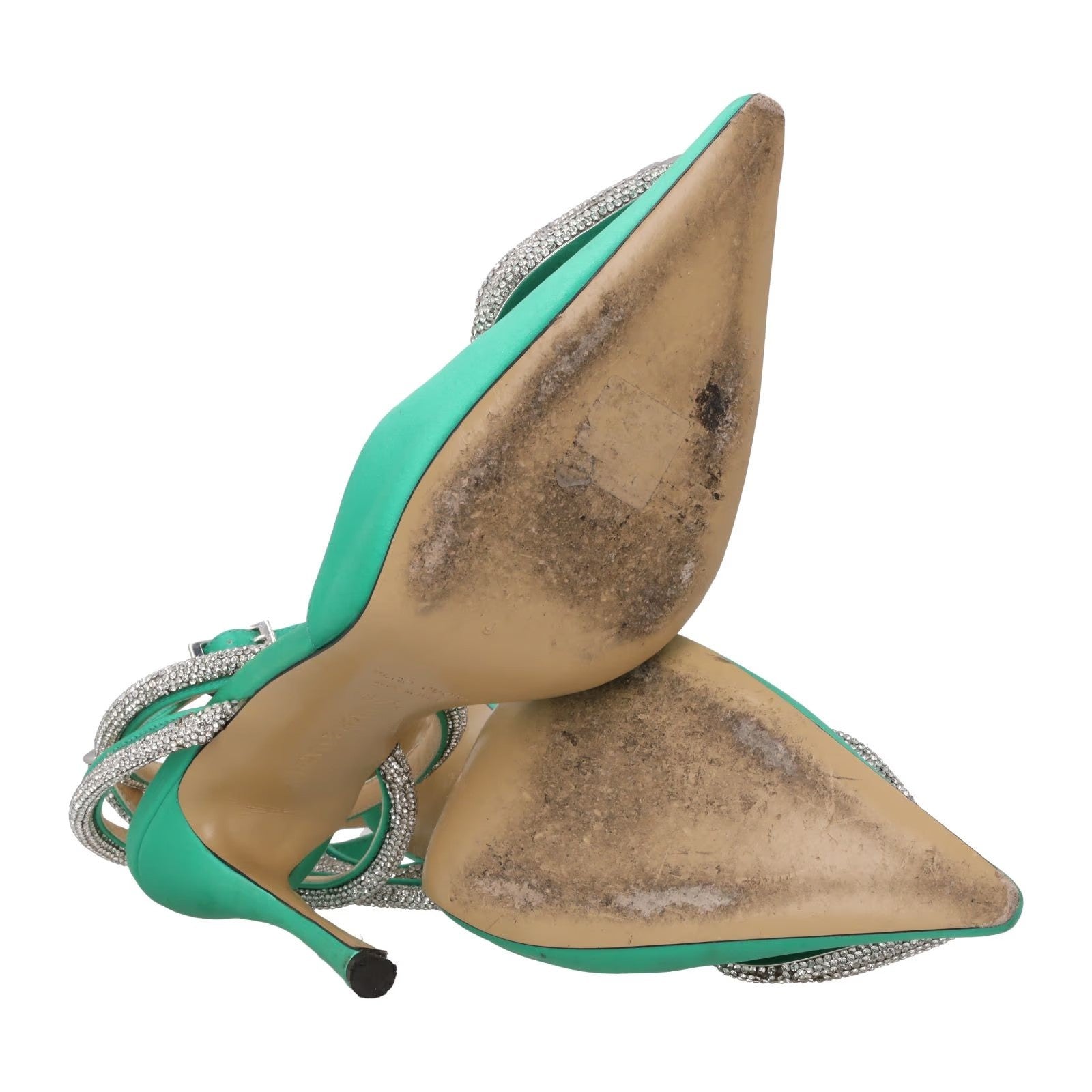 MACH & MACH Womens Pumps Point Toe Ankle Strap Green Leather High EU37.5 RRP790 — View 8