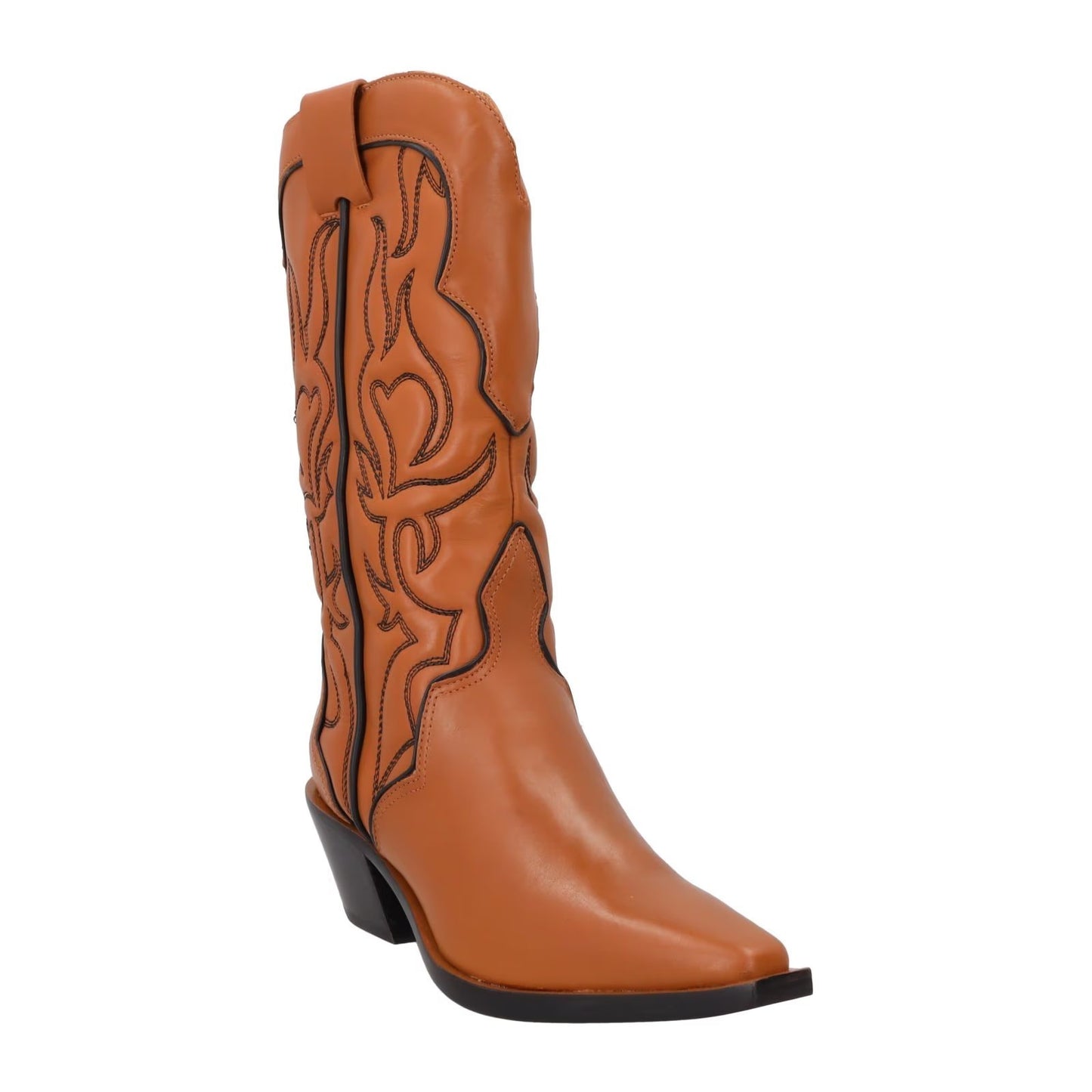 REFORMATION Womens Leather Cowboy Boots Brown Mid Calf Embroidered UK 3.5 RRP460 — View 2