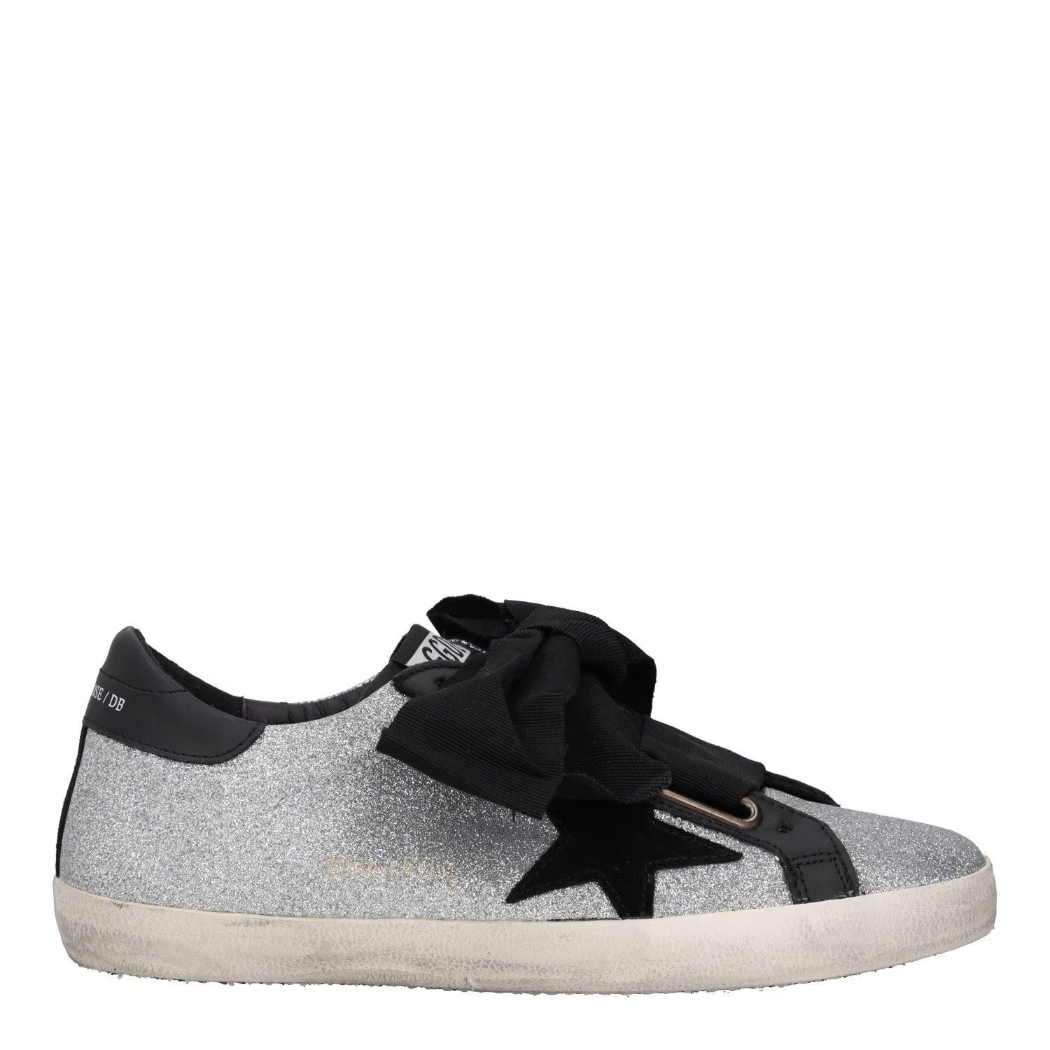 GOLDEN GOOSE Womens Trainers Silver Black White Leather Low Top UK 8 RRP 485