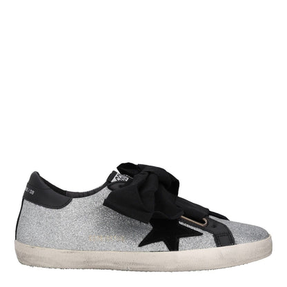 GOLDEN GOOSE Womens Trainers Silver Black White Leather Low Top UK 8 RRP 485