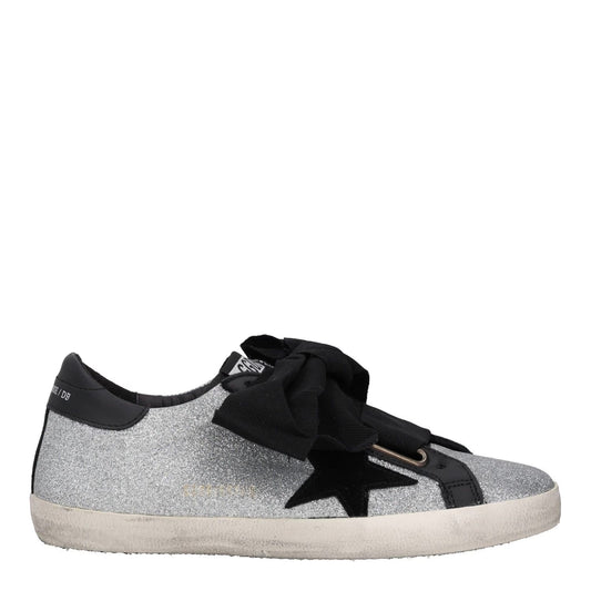 GOLDEN GOOSE Womens Trainers Silver Black White Leather Low Top UK 8 RRP 485