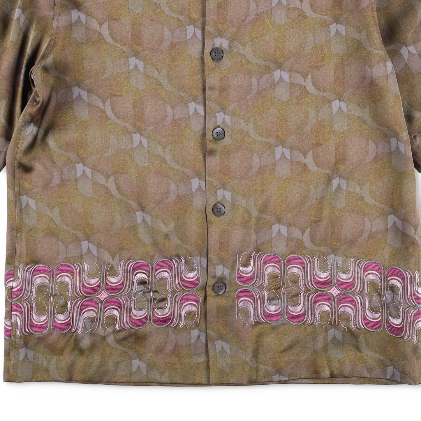 DRIES VAN NOTEN Mens Cassi Embroider Shirt Button-Up Green Short Sleeve S RRP753 — View 3