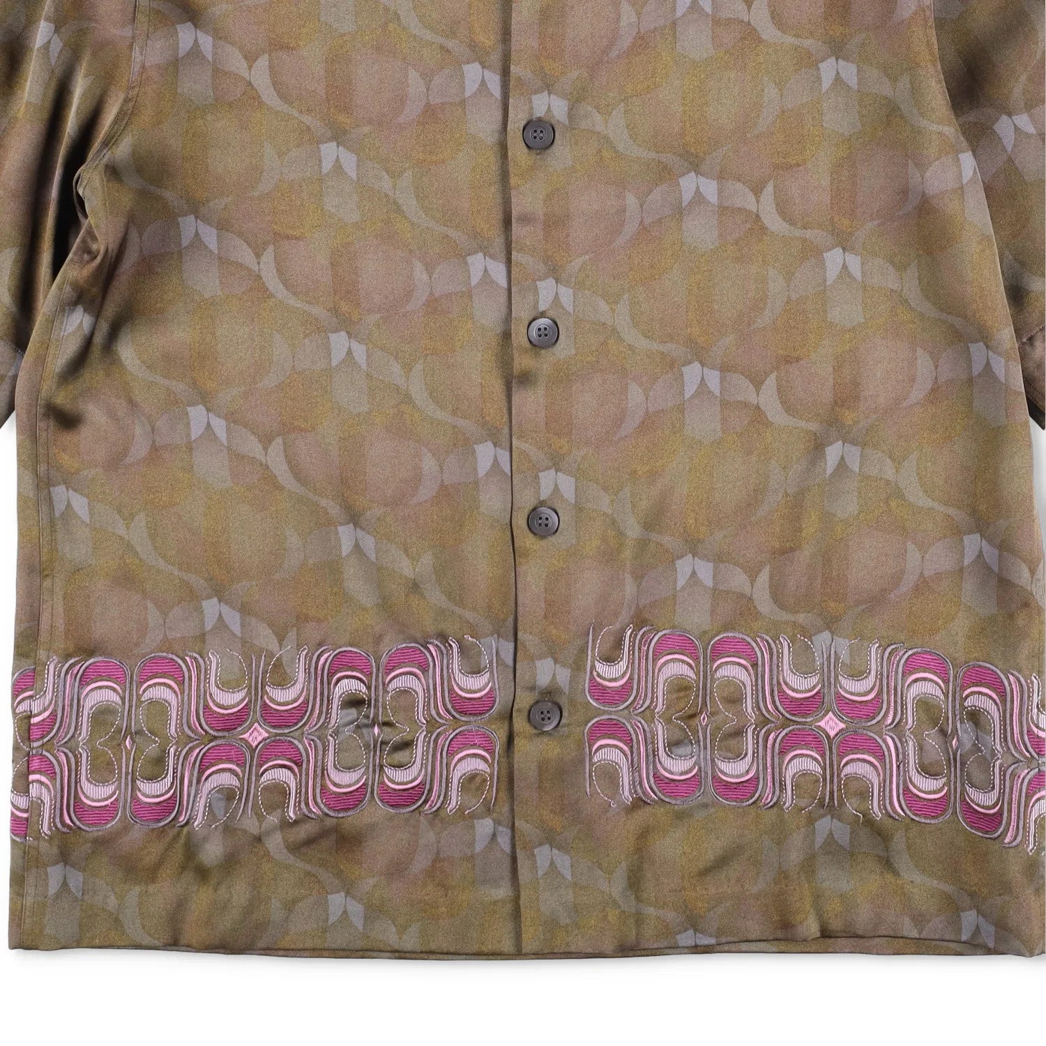 DRIES VAN NOTEN Mens Cassi Embroider Shirt Button-Up Green Short Sleeve S RRP753 — View 3