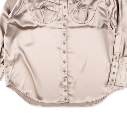 SINEAD O'DWYER Womens Classic Satin Viscose Caramel Blouse Metallic 8 RRP 805 — View 8
