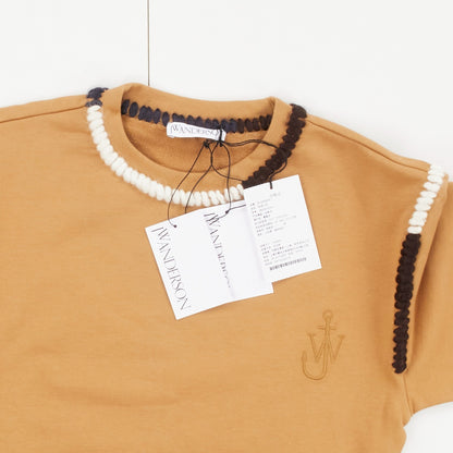 JW ANDERSON Asymmetric Contrast Stitch Crew Sweat Cotton Womens Tobbaco M RRP245 — View 8