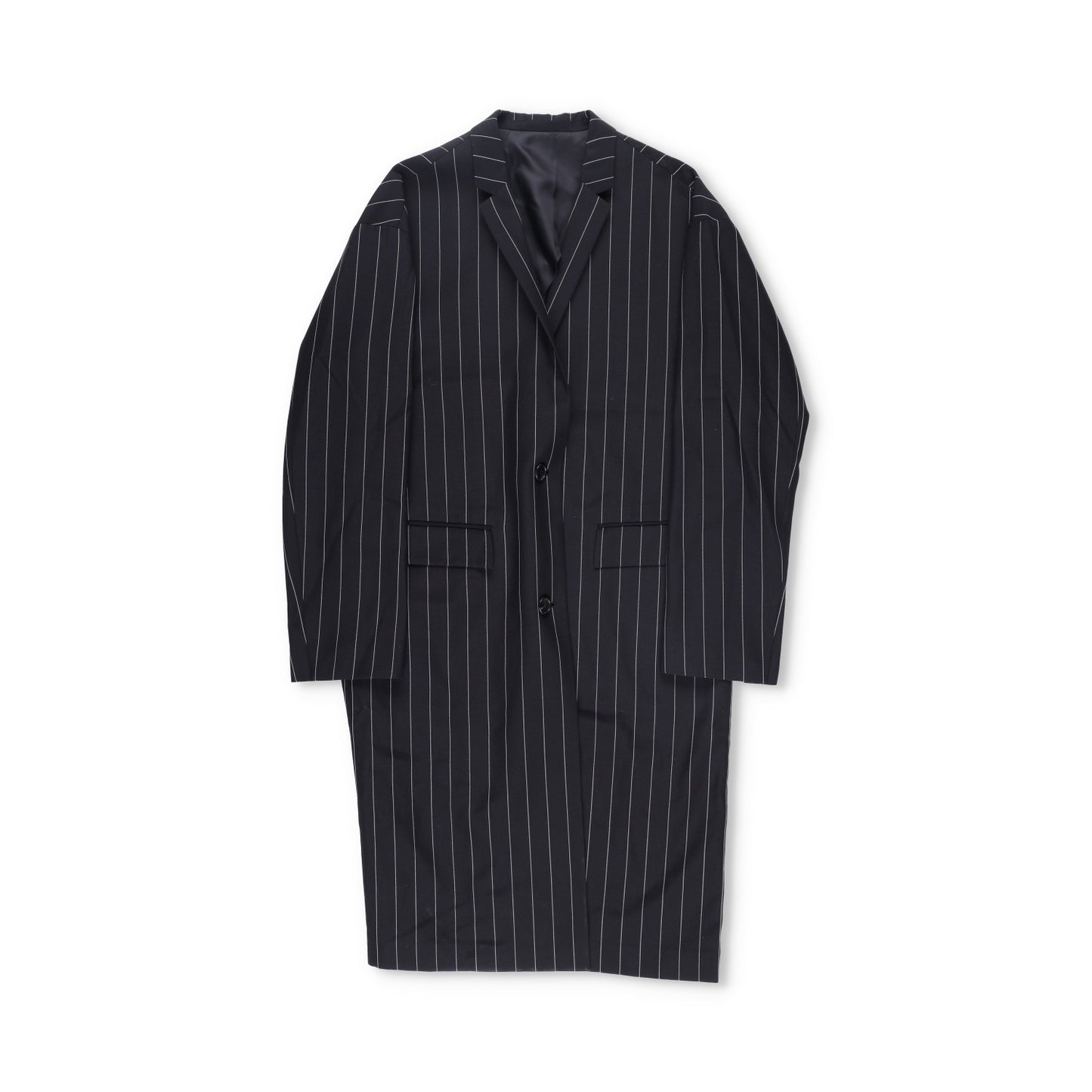 JUUN-J Unisex Striped Pinstripe Long Coat Wool Size 36 RRP1200