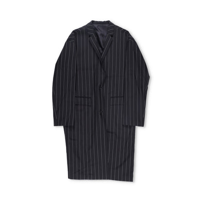 JUUN-J Unisex Striped Pinstripe Long Coat Wool Size 36 RRP1200
