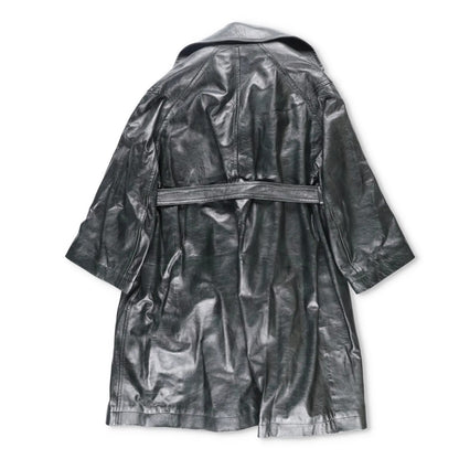 BOTTEGA VENETA Womens Overcoat Knee Length Relaxed Fit Leather Grey 40 RRP 6720 — View 5