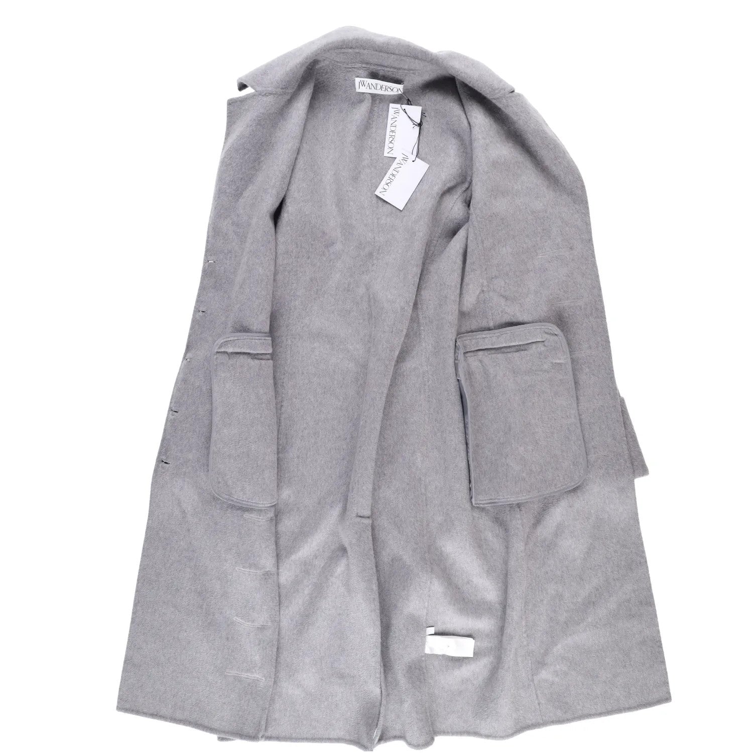 J.W.Anderson Mens Straight Fit Multi Button Grey Wool Blend Overcoat 8 RRP 1210 — View 10