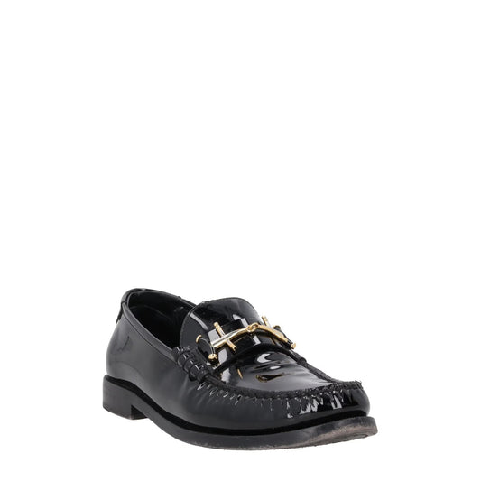 SAINT LAURENT Womens Loafers Black Patent Leather Tassel Flats UK 6 RRP 785 — View 2