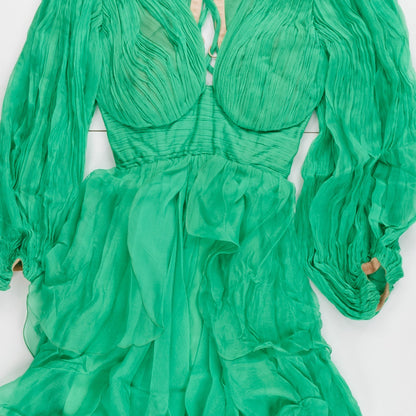 MARIA LUCIA HOHAN Lilo Green Ruffle Silk Mini Dress Size 34 RRP1850 — View 6