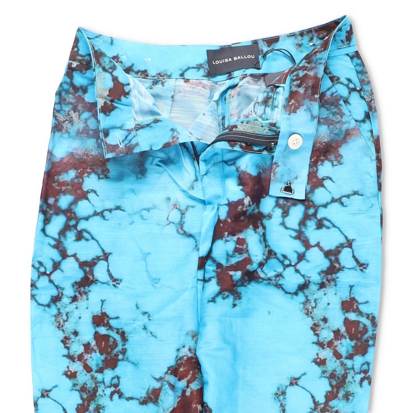 LOUISA BALLOU Womens Trousers Wide Straight Leg Turquoise Stone Blue XS RRP 510 — View 6