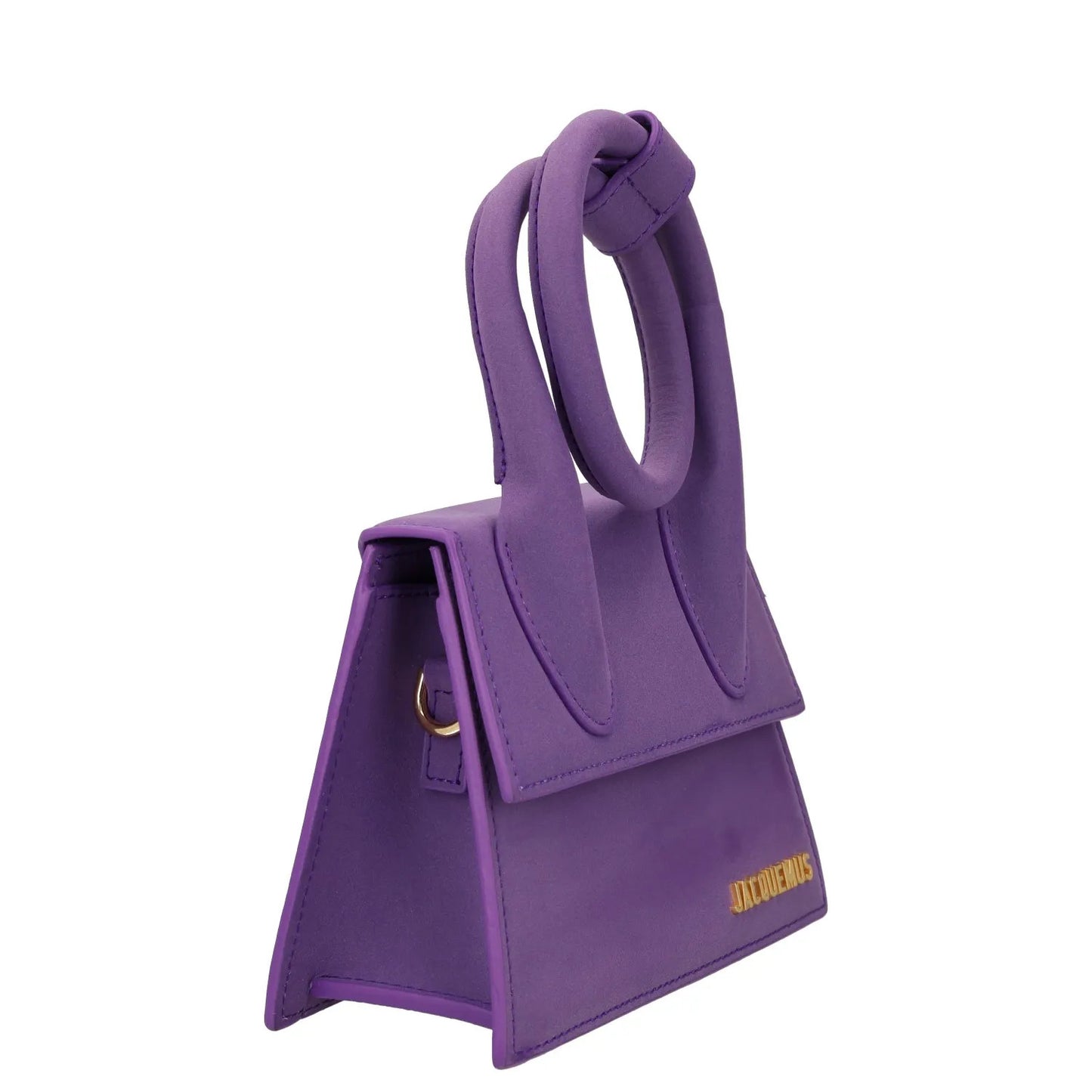 JACQUEMUS Womens Top Handle Bag Purple Leather Flat Closure Gold Accent S RRP450 — View 6