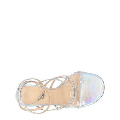 MACH & MACH Women Sandals Silver Crystal Bow Leather Metallic High UK 6 RRP 920 — View 9