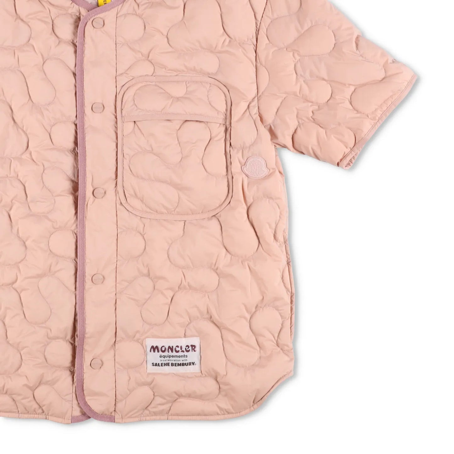 MONCLER GENIUS X Salehe Bembury Womens Shirt Jacket Quilted Crop Pink 46 RRP 735 — View 4