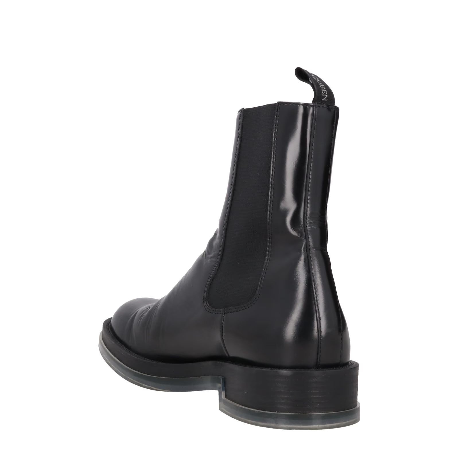 ALEXANDER MCQUEEN Mens Chelsea Boot Transparent Sole Black Leather UK 7 RRP 900 — View 5